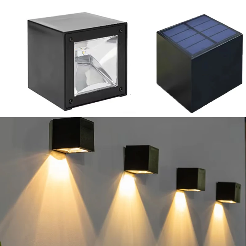 Outdoor Solar Wall Lights LED Solar Spotlight IP65 Waterproof Garden Square Wall Lamp Courtyard Garden Fence Lighting Wall Lamp