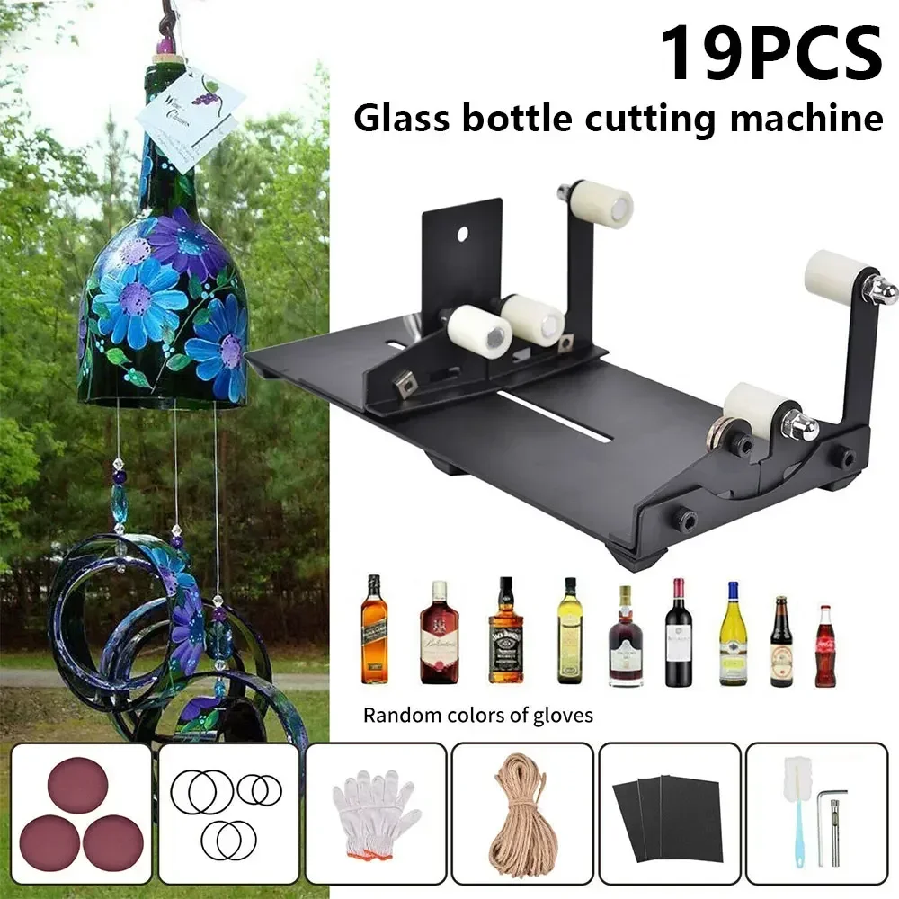 19Pcs Glass Bottle Cutter Tool Square Round Wine Beer DIY Glass Sculptures Cutter Machine for Beer Glass Cutting Bottles Holder