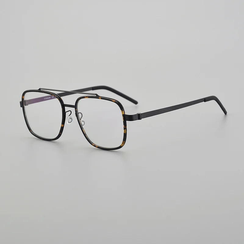 Pure titanium ultra-light pilot glasses screwless double beam glasses frame business large frame myopia glasses frame