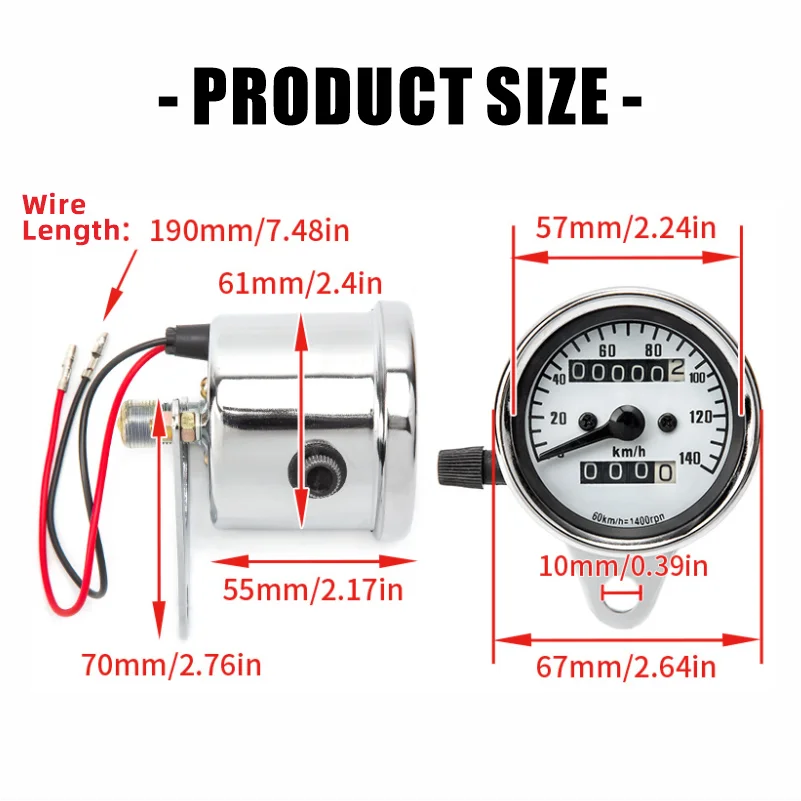 12V Universal Retro Motorcycle Speedometer Odometer Tachometer Backlight Pointer KM/H For Cafe Racer Motorbike Modified Parts