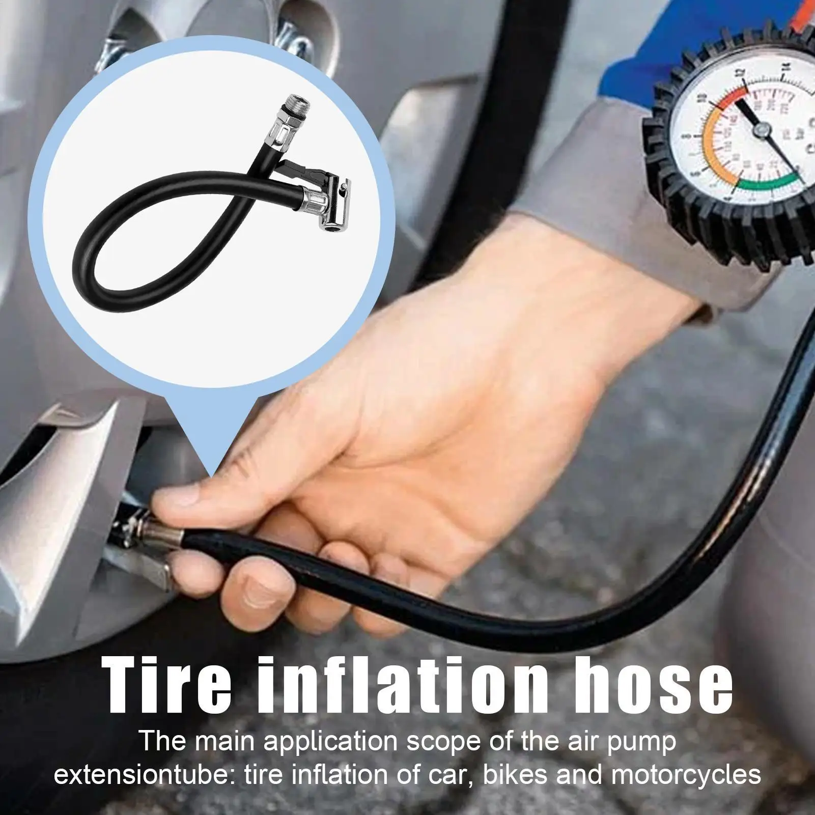

Pump Extension Tube Connection Bicycle Motorcycle Car Tyre Inflator Hose Air Pump Pipe Adapter Universal For Cars RVs Trucks