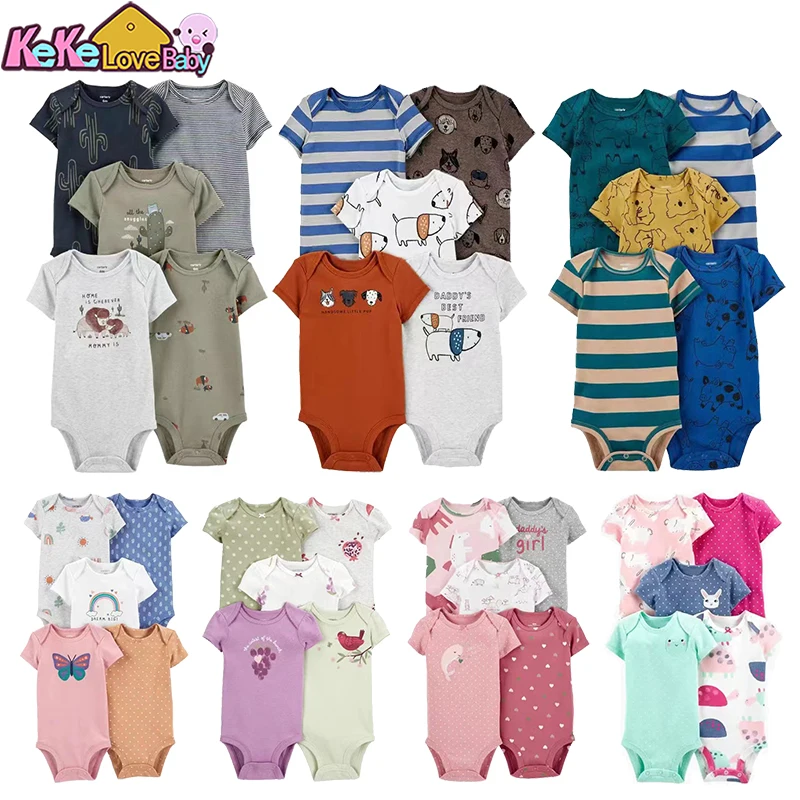 

5Pcs/lot Baby Bodysuit Summer Girl Clothes Cotton New Born Baby Boy Clothing Pajama Body Baby Jumpsuit Cartoon Infant Outfits