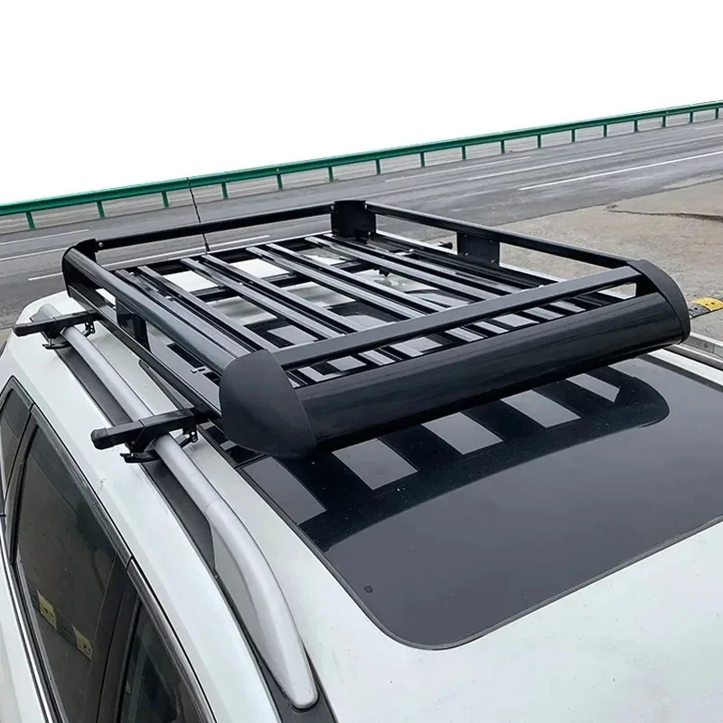 Thickened aluminum alloy car roof rack double-layer black luggage frame luggage basket Universal roof luggage rack