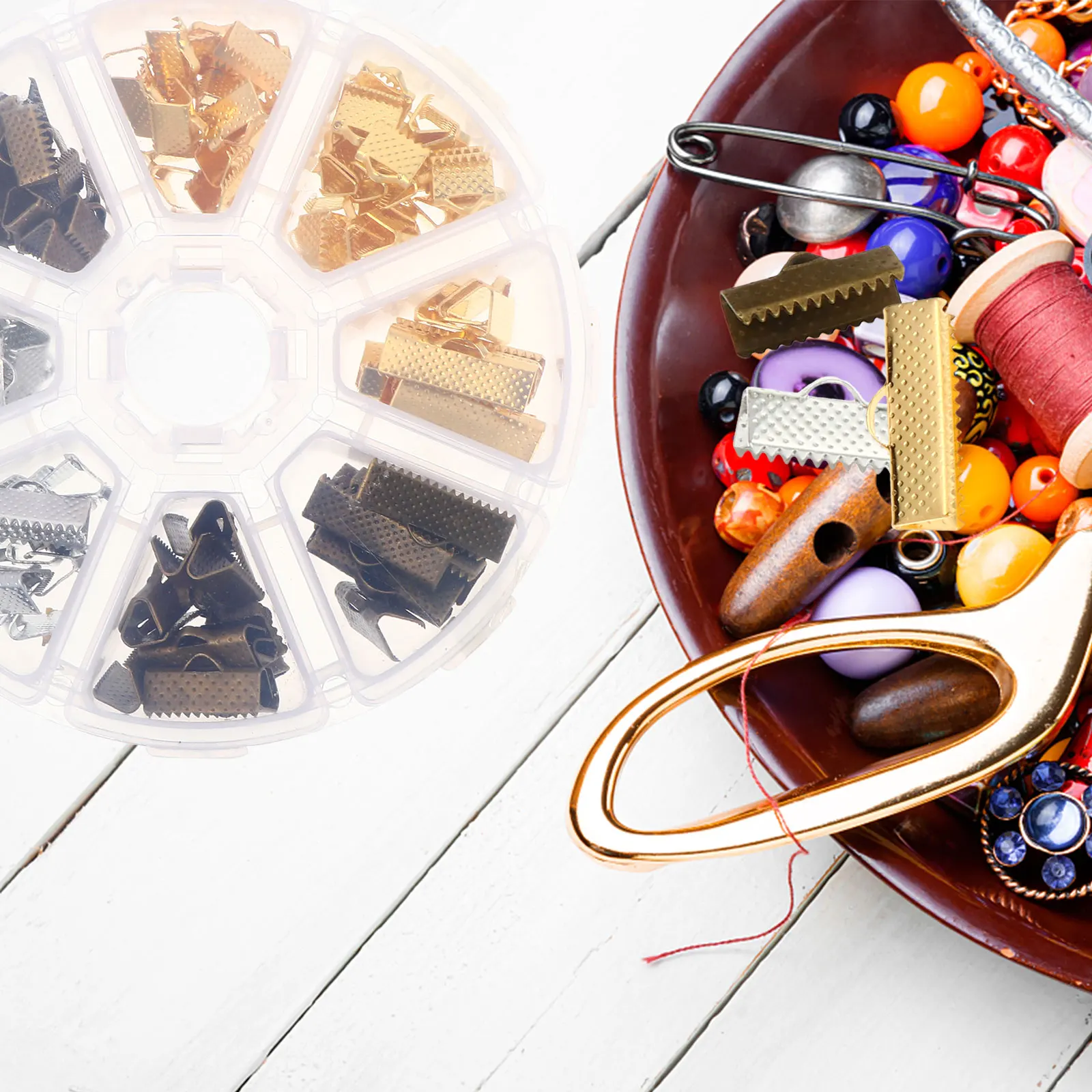 

135pcs Metal Jewelry Accessories DIY Necklaces Bracelets Cord Ends Clip Ribbon End Clamp H made Crafts Different Sizes Colors