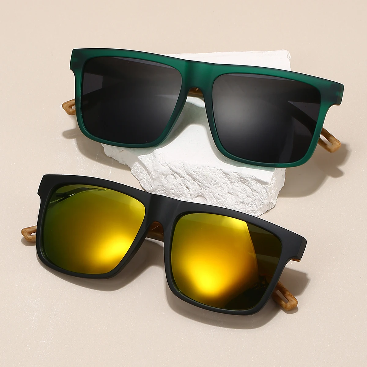 KAMMPT Vintage Square Sunglasses Men Retro Mirror Outdoor Casual Sun Glasses Women New Fashion Brand Design Anti-UV Decor Shades