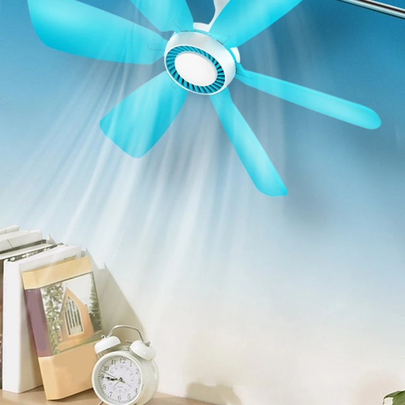 Portable Ceiling Fan USB 5V Mini Hanging Fan 18inch Quiet Camping Tent Hanging Fan with 6 Leaves Ceiling Fan Bedroom