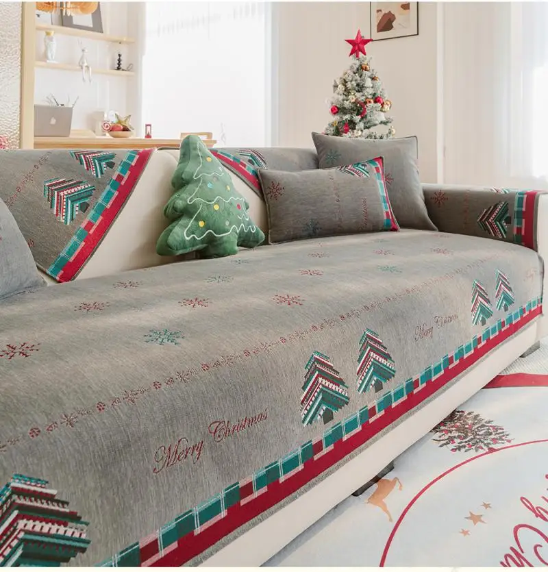 Weicher Chenille-Sofabezug für Weihnachten, verhindert Verrutschen, Ganzjahres-Sitzkissenbezug, Winter-Universal-Sofabezug, Heimdekoration – Detail 12