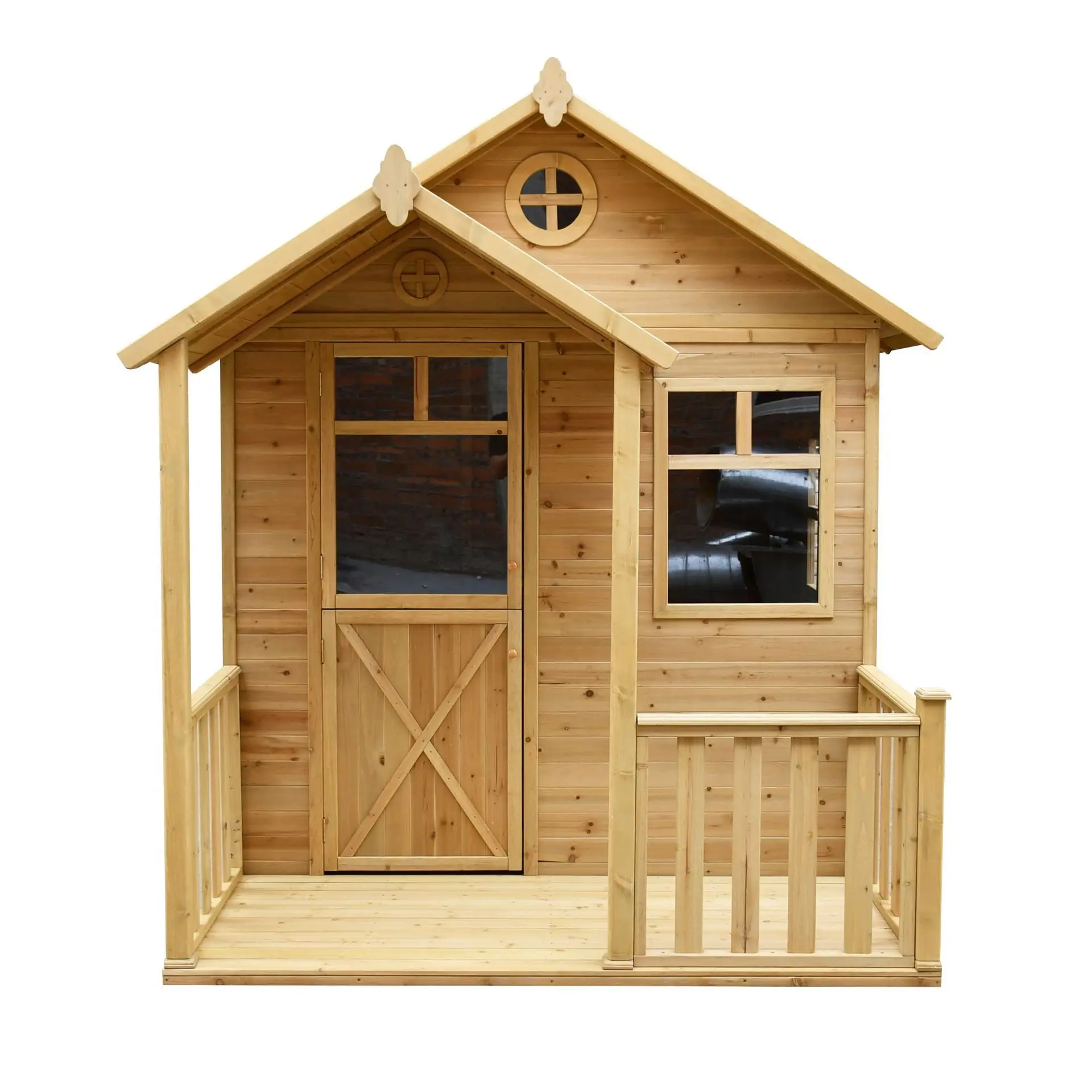 Kindergarten Outdoor wooden house, children's play facilities Wooden small house Outdoor entertainment place Play house