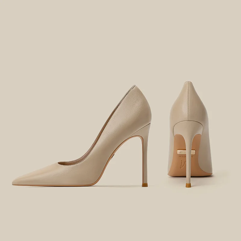 Chaussures à talons hauts en cuir souple femmes talons aiguilles 2026 nouveau Wild Nude carrière unique chaussures