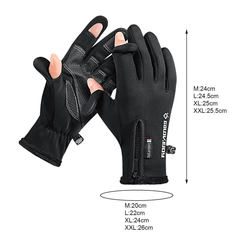 Ski Gloves 1 Pair Versatile Letter Print Thickened  Fall Winter Velvet Lining Ski Photography Gloves for Adult