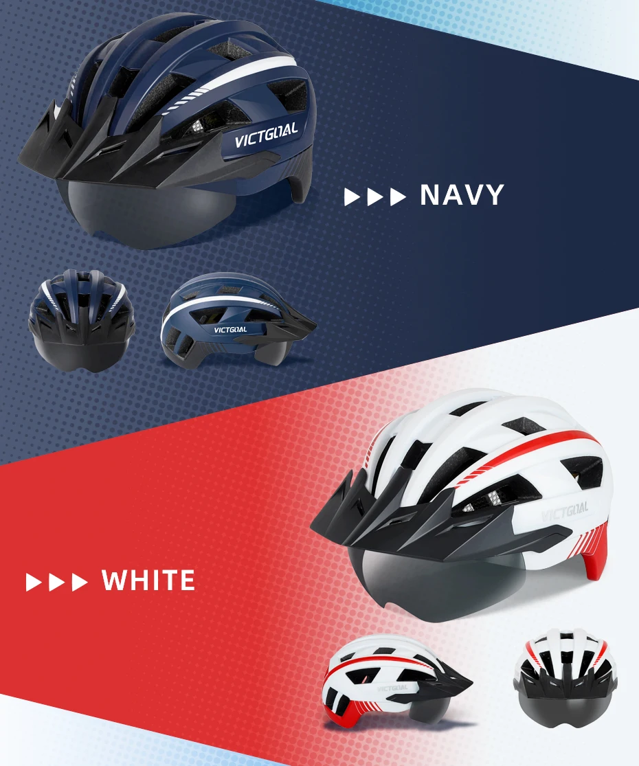 VICTGOOL Fahrradhelm für Männer Sonnenblende Goggles Radfahren Helm LED USB Licht Magnetische Linse MTB Rennrad Helme Sicherheit – Detail 21
