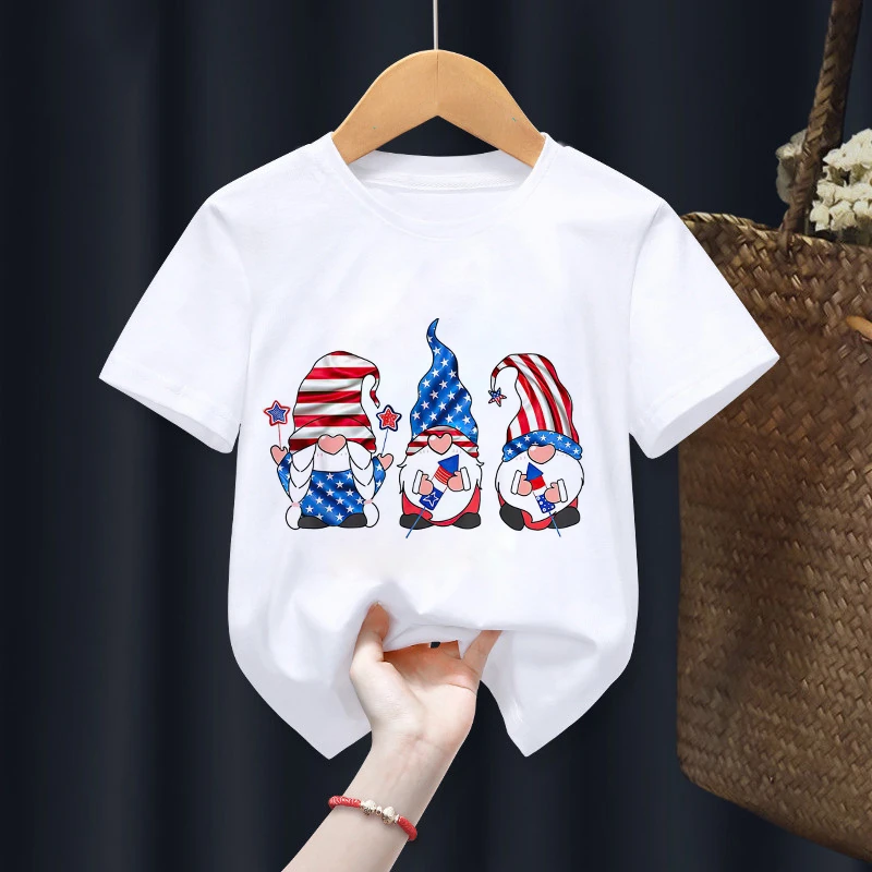 New Merry Christmas Cartoon Print White T-shirts Children Kawaii Baby Cute Tops Tee Baby Gilr Boy Present Clothes Funny Santa