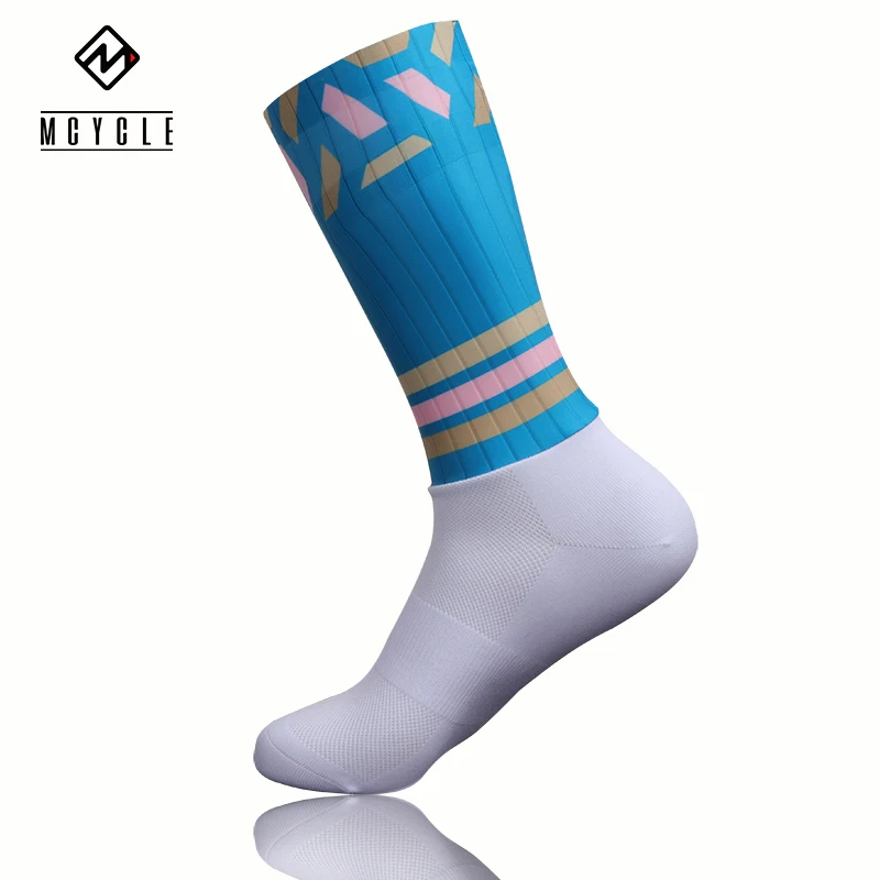 Mcycle Anti Slip Silicone Summer Aero Socks Breathable Cycling Socks Men Bicycle Sport Running Bike Socks Calcetines Ciclismo