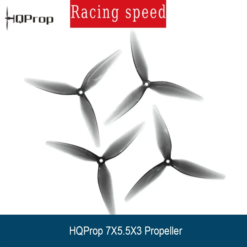 HQProp 7X5.5X3 Grey Poly Carbonate 7 Inch 3-Blade 5mm Shaft Propeller for FPV Racing Drone RC Multicopter