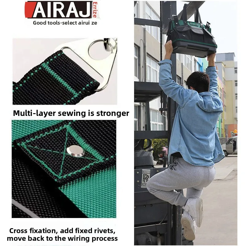 AIRAJ Borsa porta attrezzi da 13 pollici di grande capacità con tasche multiple resistenti all'usura per riporre attrezzi portatili