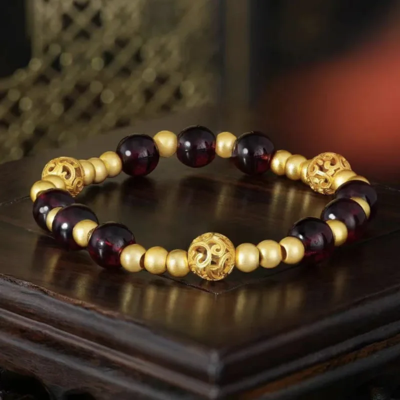 24K real gold hydrangea bracelet for women ancient method au9999 gold exquisite all fashion light luxury bracelet to send girlfr