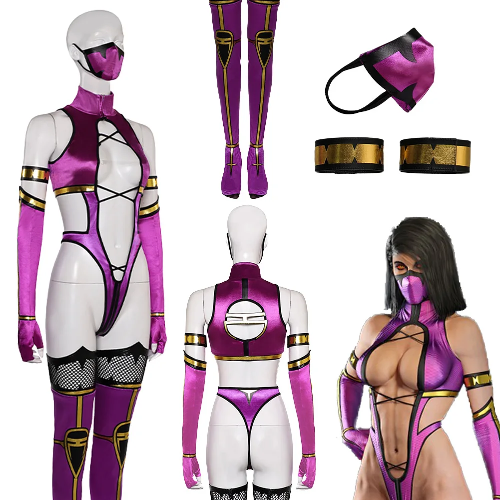 

MK9 Mileena Косплей Фэнтези Одежда Маска Игра Mortal Kombat Костюм Маскировка Хэллоуин Взрослые Женщины Ролевая Игра Вечерние Наряды