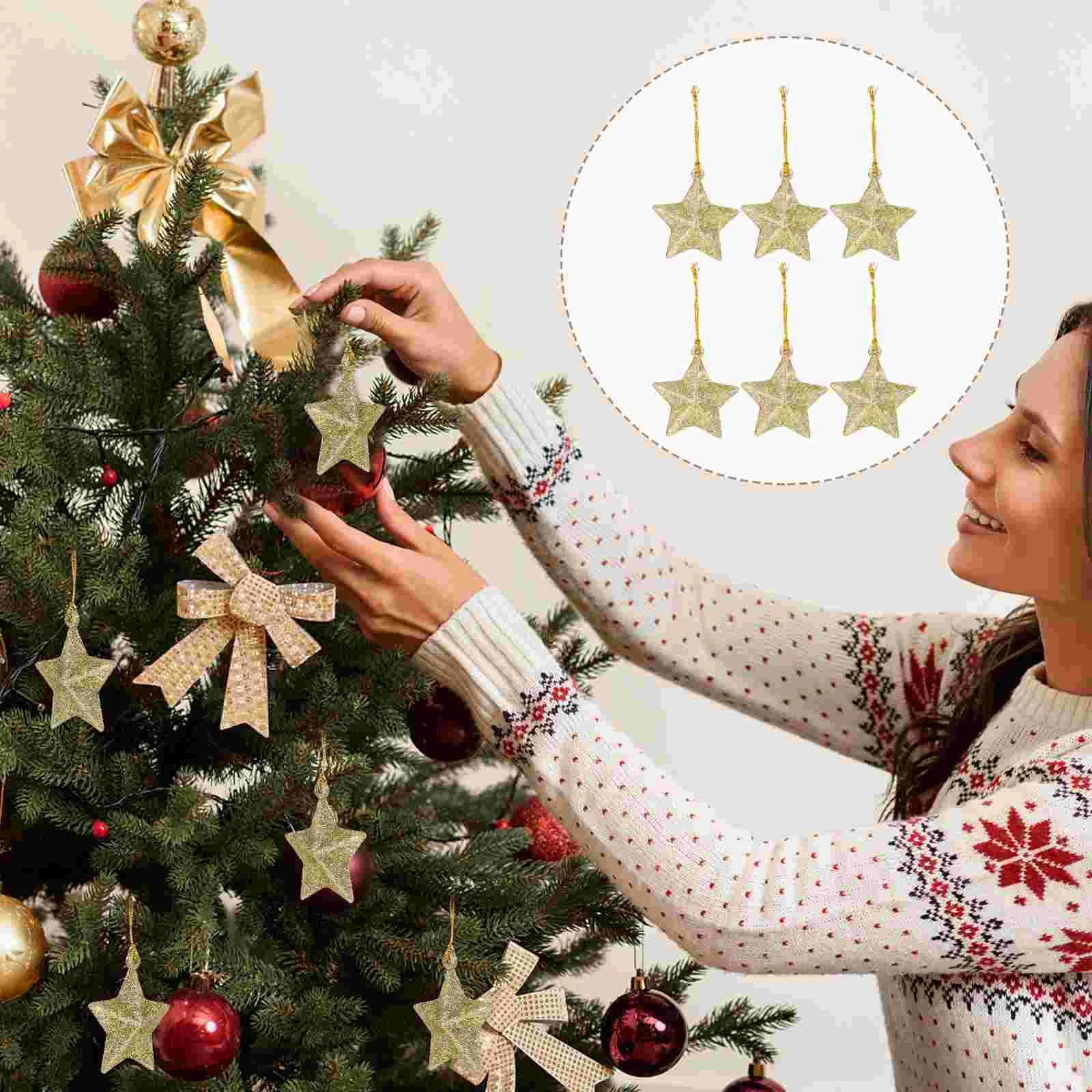 

30 Pcs Light Bulbs Hanging Pendant Christmas Decoration Accessories Tree Ornament Golden