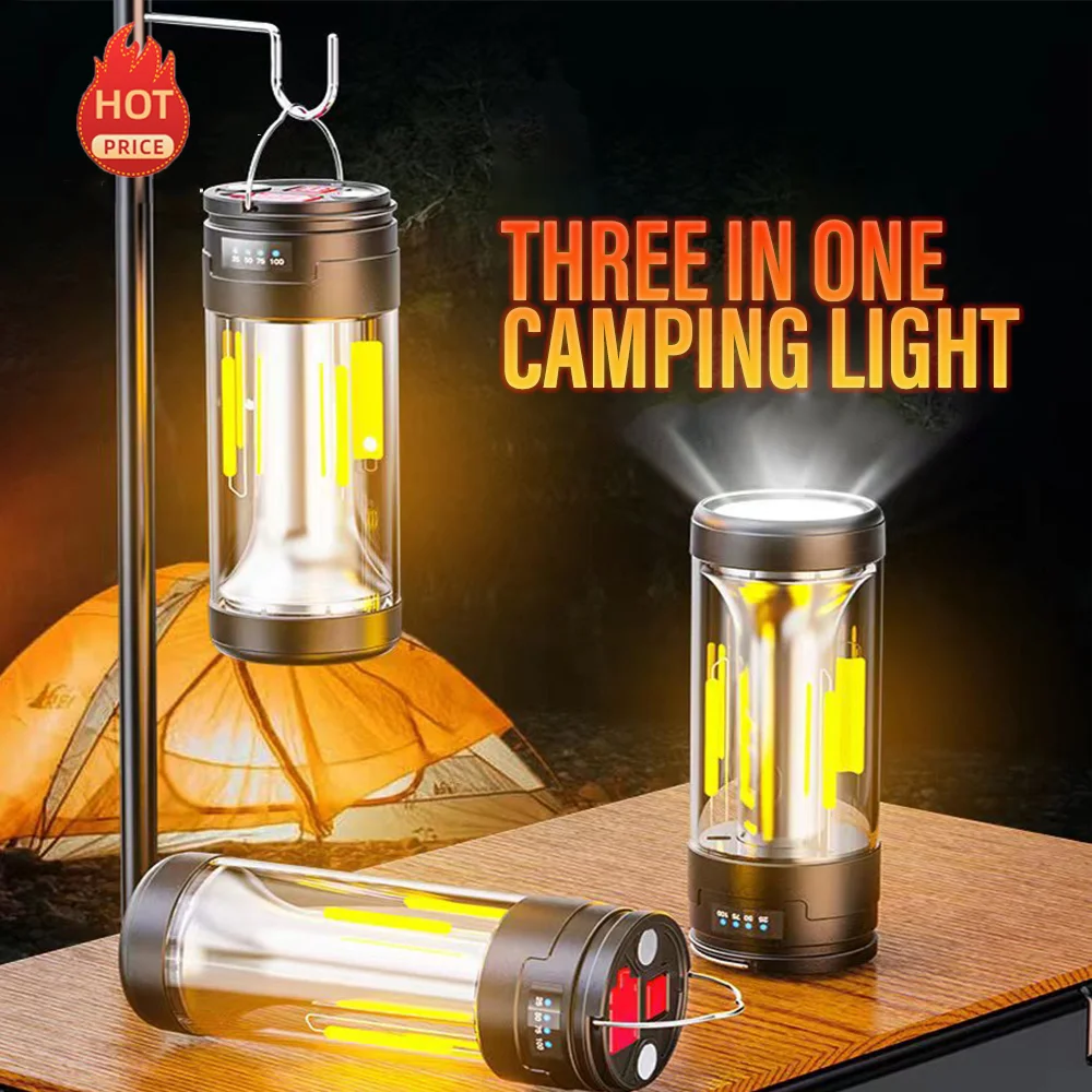 

USB Rechargeable LED Portable Light Super Bright Flashlight Camping Light Work Light 4 Lighting Modes Waterproof Outdoor Light