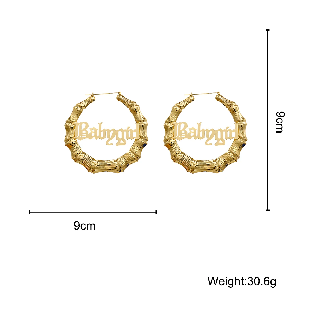 女性のための誇張された竹のフープピアス,ユニークな文字,女の赤ちゃん,大きな声明のイヤリング,ヒップホップジュエリー,パーティーギフト