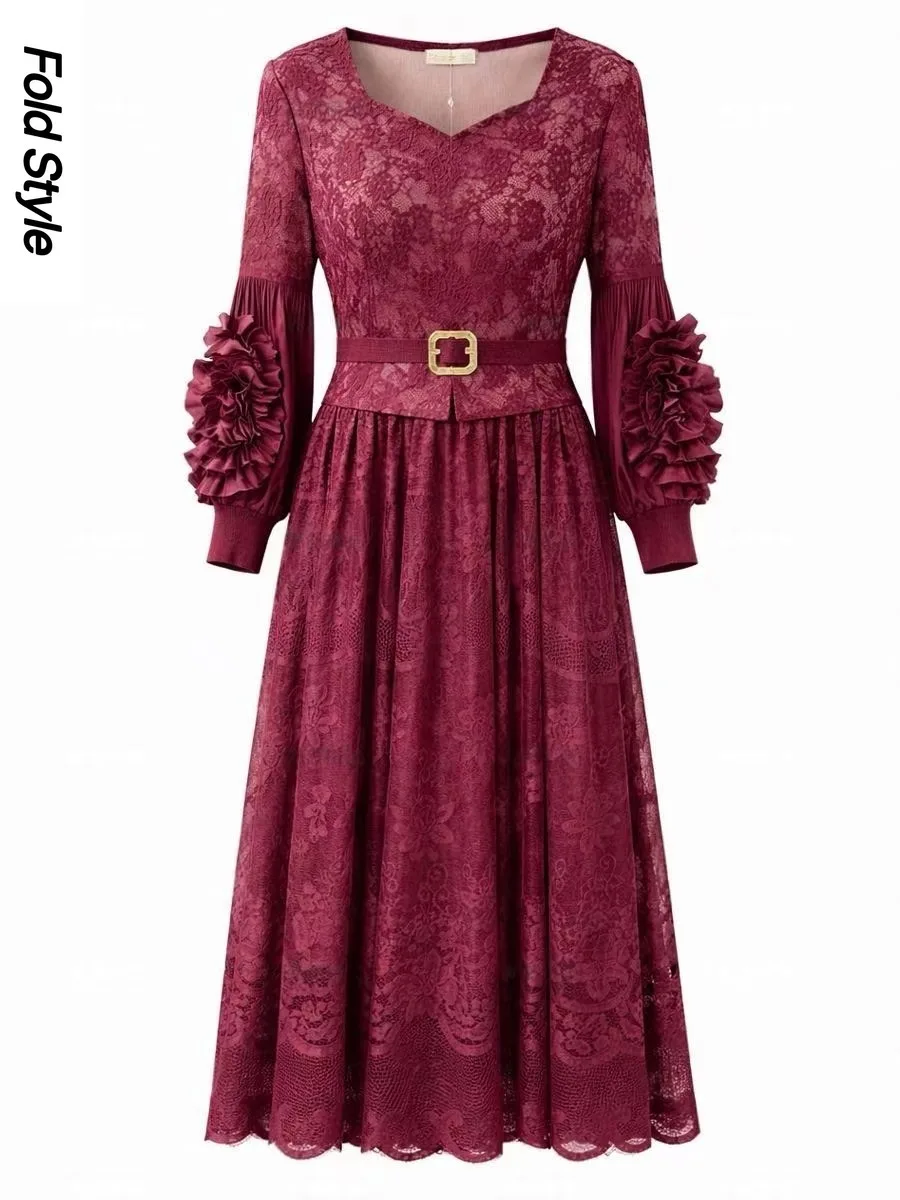 

Новое кружевное платье 2026 года с вырезами, элегантное вечернее платье для торжеств, женское платье с большой юбкой-карандаш и поясом