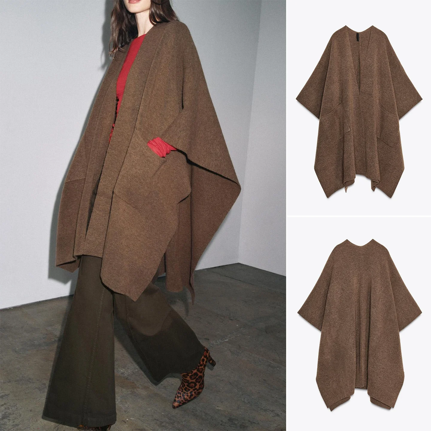 

Новое осеннее женское свободное длинное вязаное пальто с v-образным вырезом и украшениями на нашивке, удобная модная женская одежда