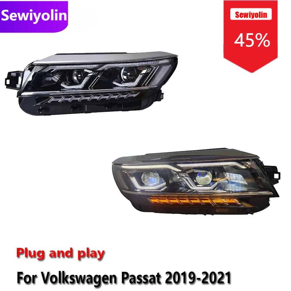 

Автомобильные светодиодные фары DRL в сборе для Volkswagen Passat 2019-2021, противотуманные фары DRL, стоп-сигнал поворота Plug and Play