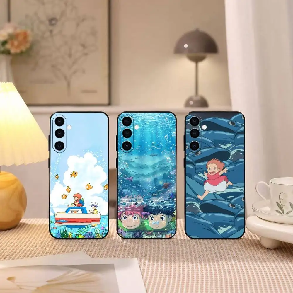 Cute Anime Ponyo Sosuke  Phone Case For Samsung Galaxy A73,A72,A71,A70,A53,A52,A51,Others Soft Black Cover