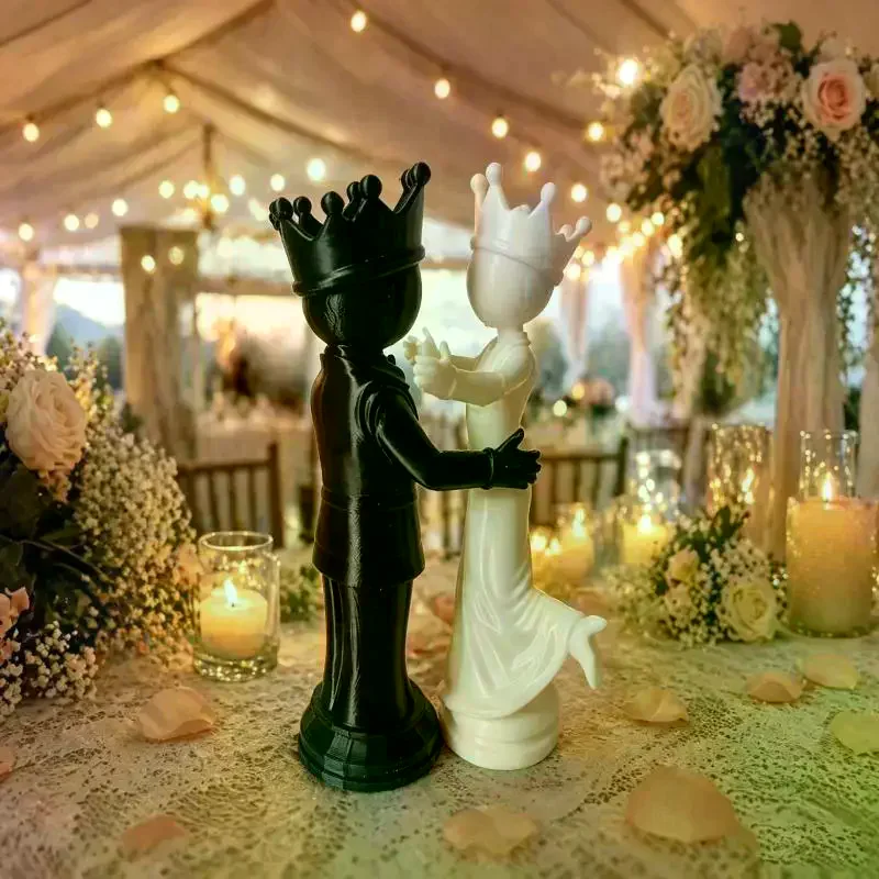3D Printed Chess King And Queen Statue Home Decor Funny Desktop Ornaments Couple Gift