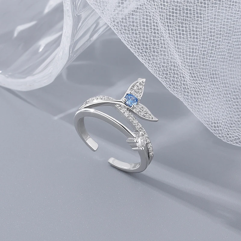 New in sparkling fish tail diamonds ring with high-end light luxury and fresh  rings for women suitable for daily jewelry gifts
