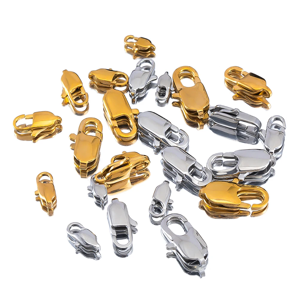 10 ชิ้น/ล็อตสแตนเลสสตีลสแควร์ Clasps กุ้งก้ามกรามพอดีสร้อยข้อมือเครื่องประดับ DIY ทํา Clasp Hooks อุปกรณ์เสริม