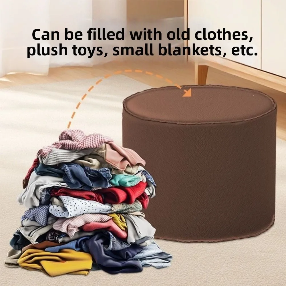 Large Capacity Storage Stool Waterproof Non-Slip Unstuffed Cushion Cover No Fillings Solid Color Sofa