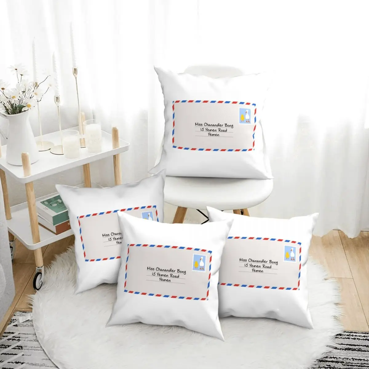 

Miss Chanandler Bong, 4 шт., квадратная наволочка, наволочка, декоративная удобная подушка на молнии для дома, гостиной