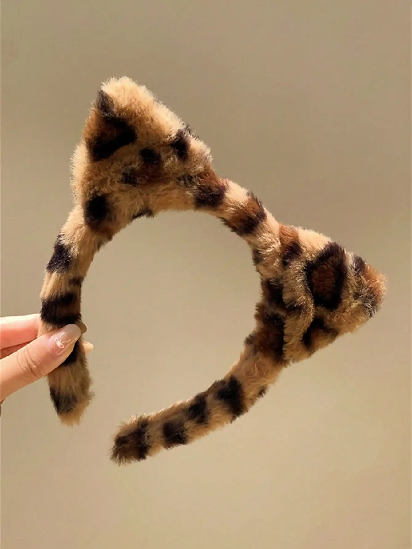 1/2 Stück Kunstfell-Kopfbedeckung, Leopardenmuster, Haarschmuck, Haarband, waschendes Gesicht, Plüsch-Haarbänder, Katzenohren, Stirnbänder, Partykleidung – Detail 2