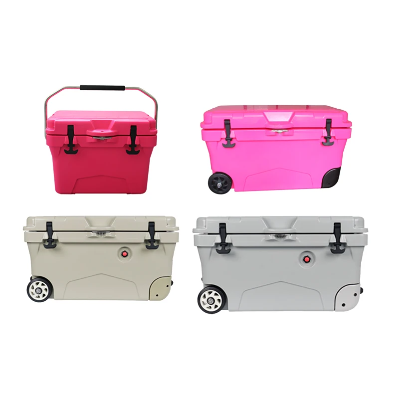 Good Quality Hard Plastic Ice Chest Rotomolded Cooler Box For Holiday Camping Use Ice Chest Hard Coolers Boxes with Lock Wheel