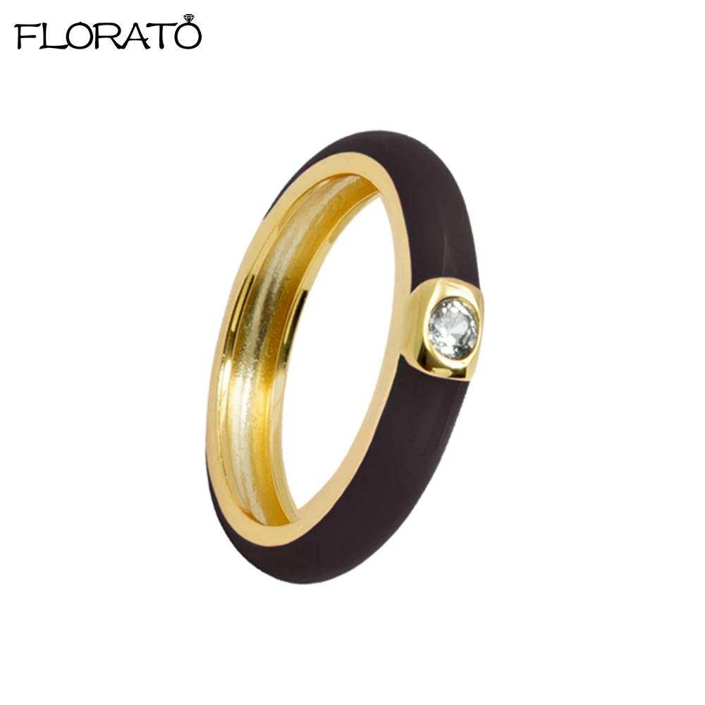 Women's Colorful Enamel Ring, 24K Gold Plated Candy Colors Gift