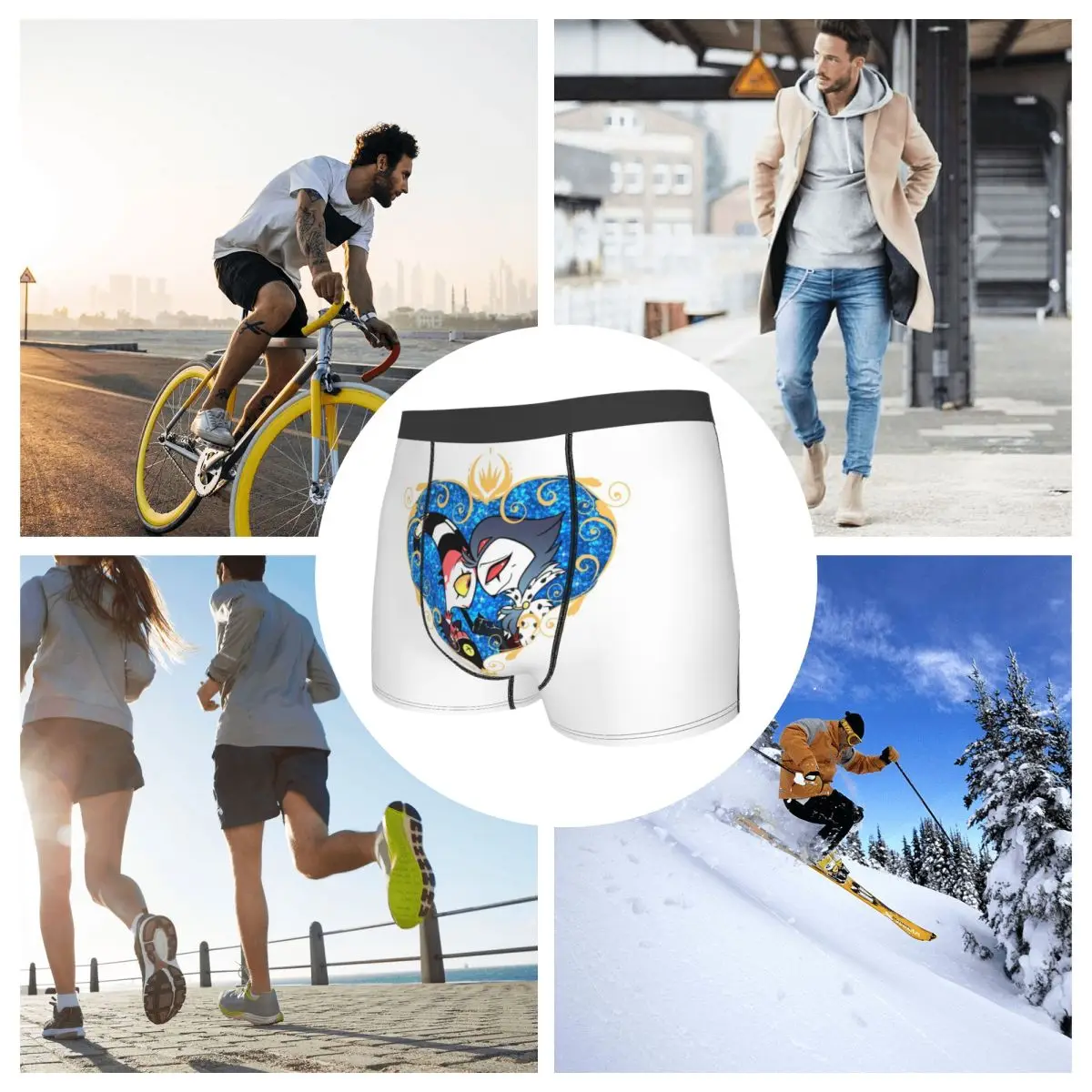 الملاكم السراويل السراويل Helluva Boss Stolas و Blitzo القلب الإطار سراويل الذكور ملابس داخلية مريحة ل أوم رجل صديقها