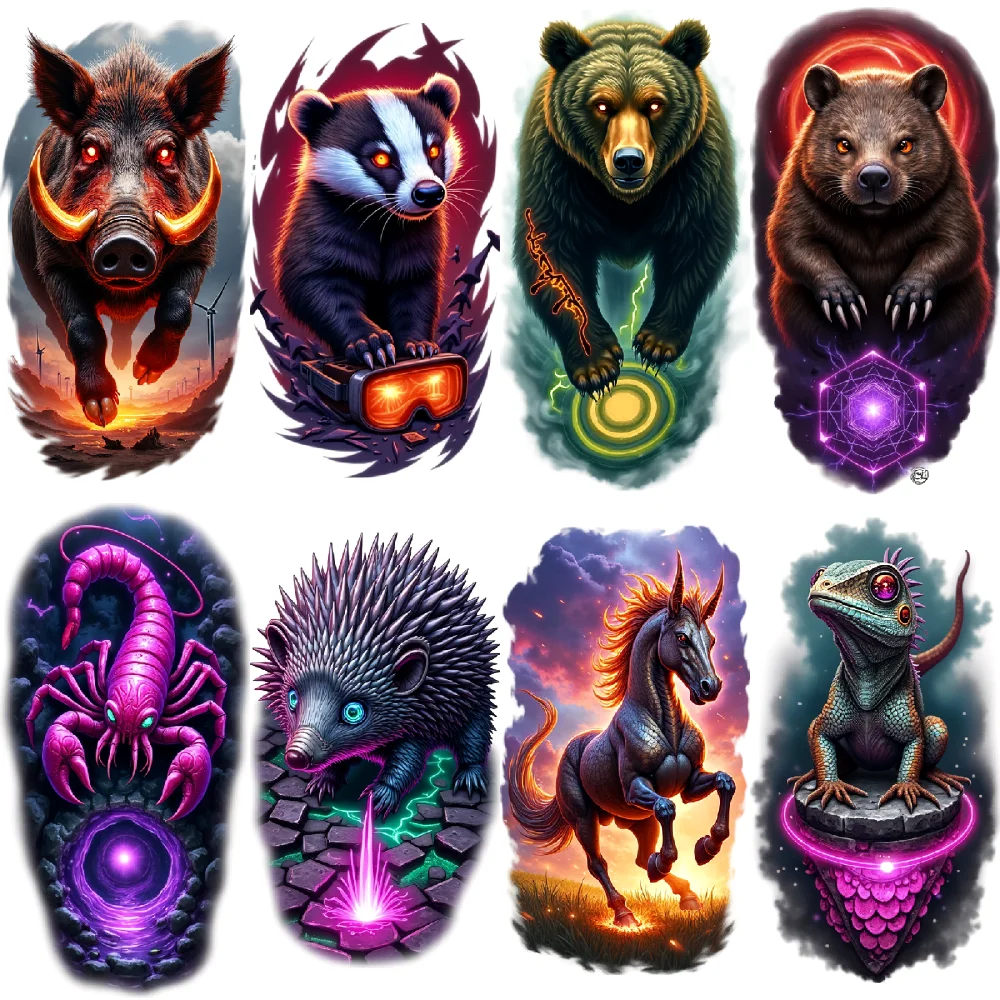 

3 шт., временные татуировки, реалистичные временные татуировки, барсук, скорпион, еж для рук, женщин, бедер