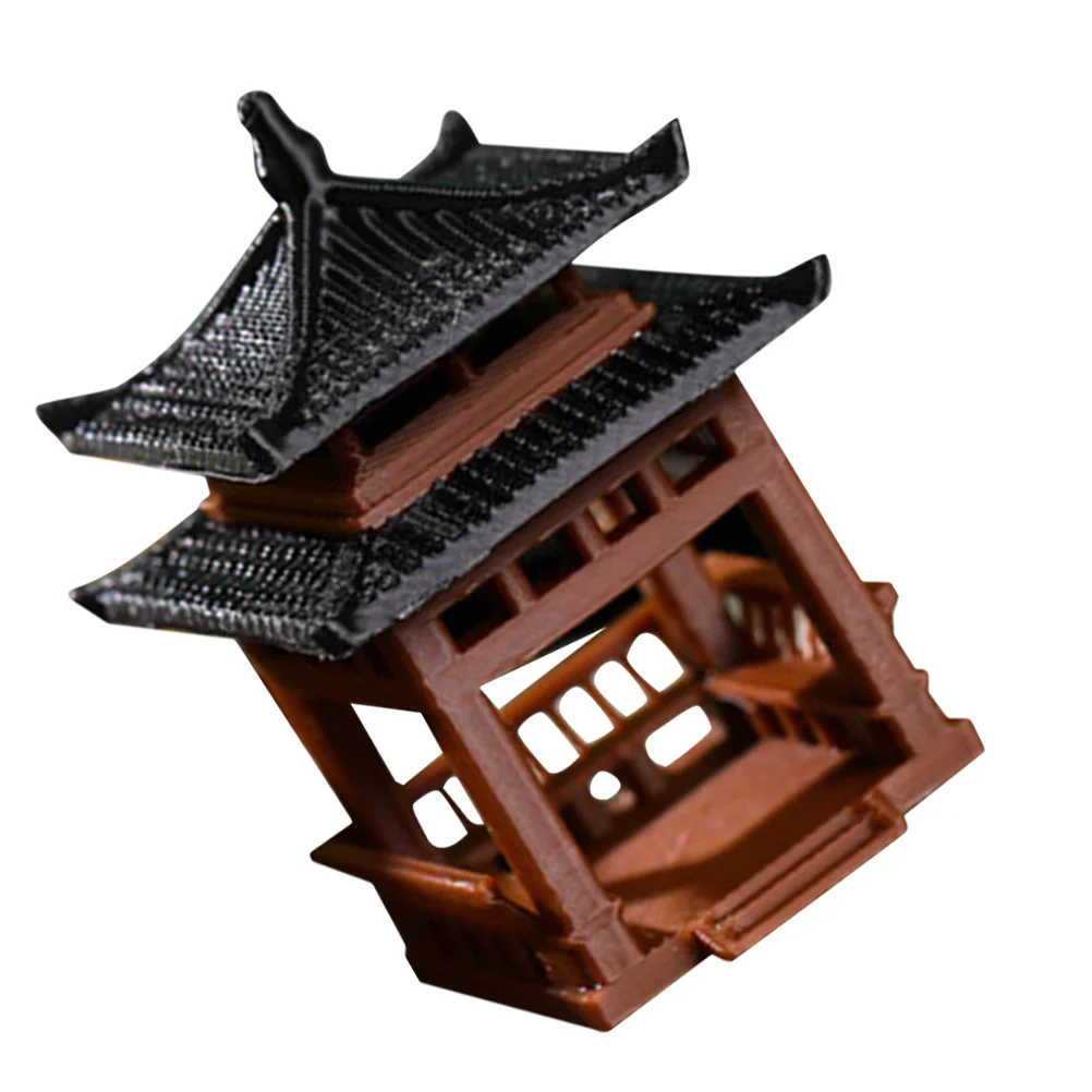 Desktop Micro Landscape Four-corner Pavilion Home Decor Plastic Zen Garden Statue