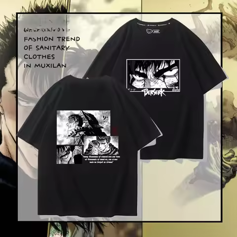 Berserk Legend Brand Warrior 100% Cotton Summer Men's Short Sleeve T-shirt Outdoor Casual Top Street Fashion Men's Clothing