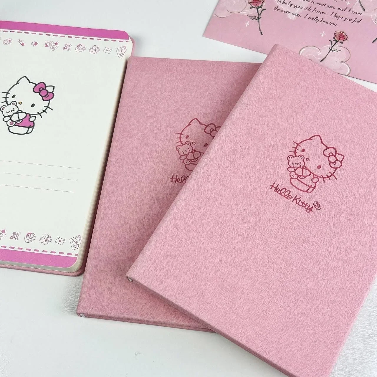 Hello Kitty Notebook animated Pink student notepad Sanrio Cute cartoon memo Diary Office stationery gift for children