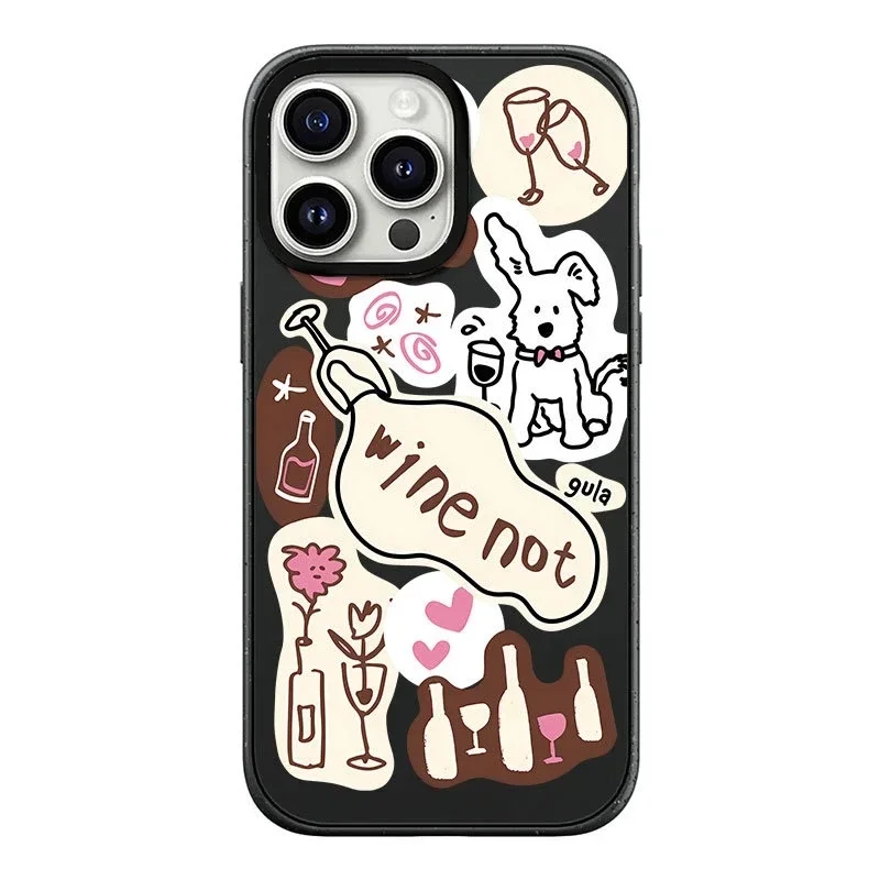 

Dog Bottle Black Frosted iPhone 13 15 14 Pro Max Protective Case, Fits iPhone 15 Pro Max