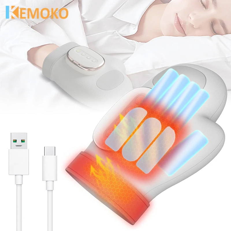 

5 Levels Electric Hand Massager Hot Compress Massager Warm Heating Air Compression Vibration Massage Finger Palm Fatigue Relieve