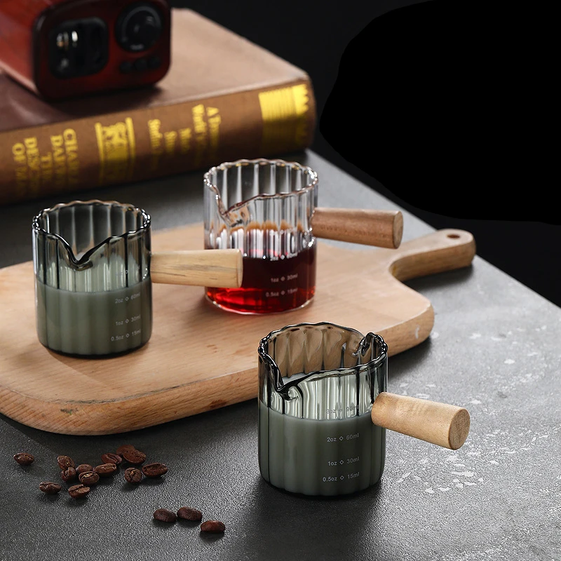 Coffee Extraction Cup Glass Single/Double Mouth Home With Engraved Measure High Temperature Resistance Italian Espresso Oz Cup