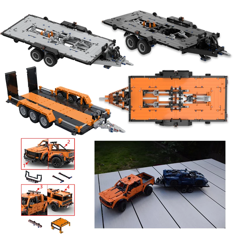 

MOC 42126, технические звукосниматели для прицепа F-150, Raptor, обновленная версия автомобиля, модель, строительные блоки, кирпичи «сделай сам», детская игрушка в подарок