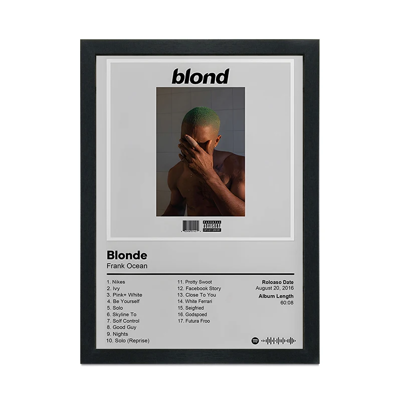 Frank Ocean Rap Star Canvas Painting and A4 Black Photo Frame 8x12inch Poster and Prints Living Room Bedroom Decor Painting