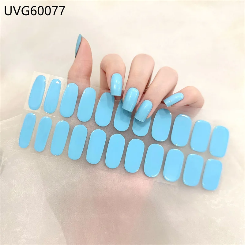 22Tips/Sheet Multicolor Decals Nail Stickers for UV Lamp Full High Quality Semi Cured Gel Nails Strips Nail art decorations