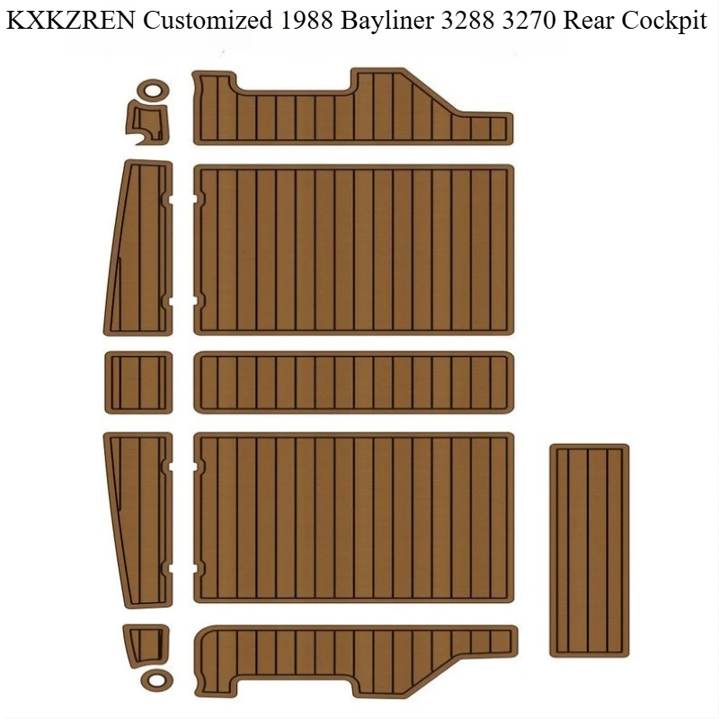 KXKZREN مخصص 1988 Bayliner 3288 3270 قمرة القيادة الخلفية ذاتية اللصق إيفا رغوة فو خشب الساج سطح السفينة حصيرة عدم الانزلاق وسادة الأرضيات البحرية
