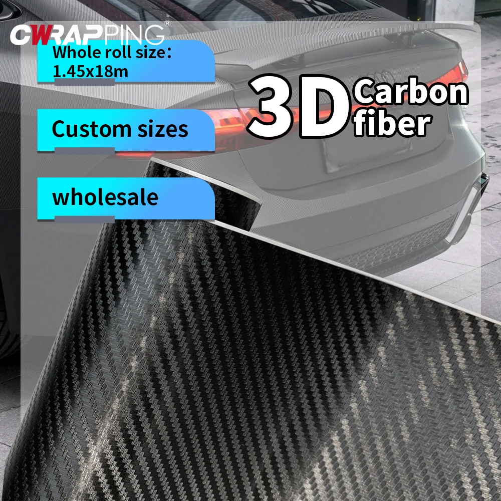 

Roof Hood Cover 145x200cm 3D Carbon Fiber Car Sticker Vinyl Wrap Black Bumper Protective Car Film Covering for Cars Accessories