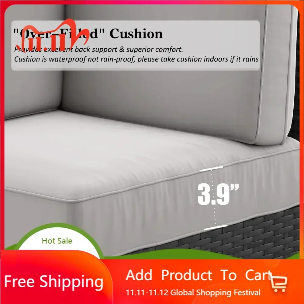 

Комплект уличной мебели для патио из 8 предметов, включая 44-дюймовый стол для пожарной ямы на пропане и секционный плетеный диван из ротанга, разговорная зона